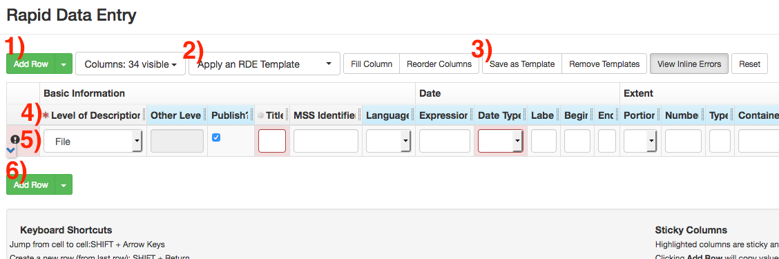 rapid data entry form