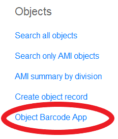 SPEC Objects Barcode Menu