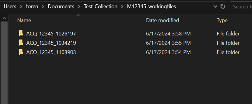 ACQ IDs in working files folder