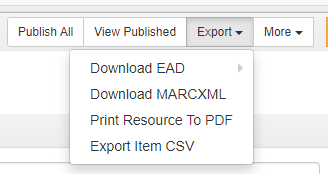 ASpace Export Menu