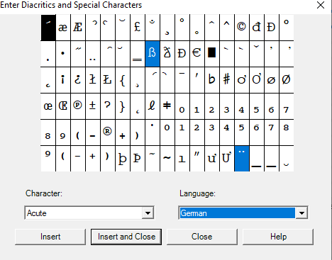 Diacritics Menu