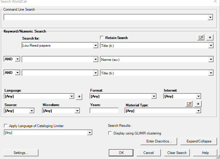 OCLC collection search