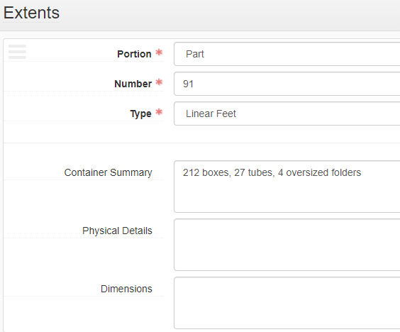 Extents linear feet